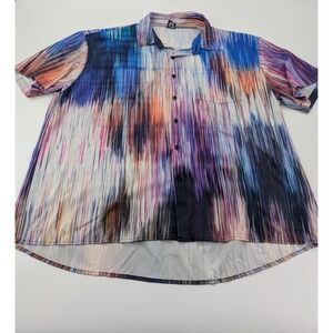 Hardaddy‎ Men's Blue Size 2XL Colorful Button-Up Short Sleeve Casual Shirt